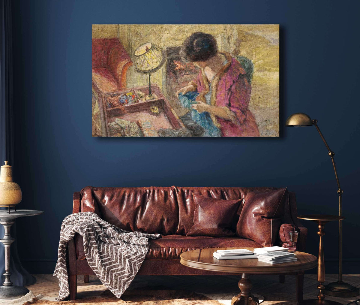 Le Petit Salon Madame Hessel A La Table A Ouvrage Etude by Edouard Vuillard