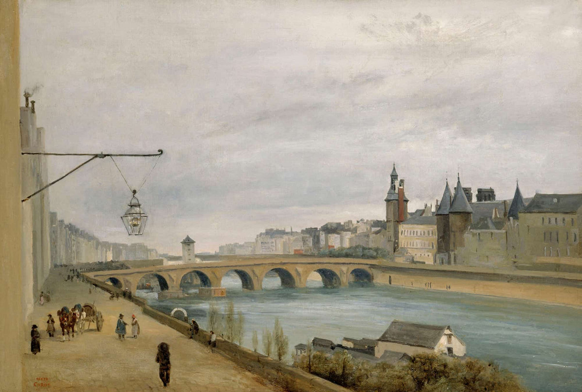Le Pont Au Change Vu Du Quai De Gesvres by Jean Baptiste Camille Corot