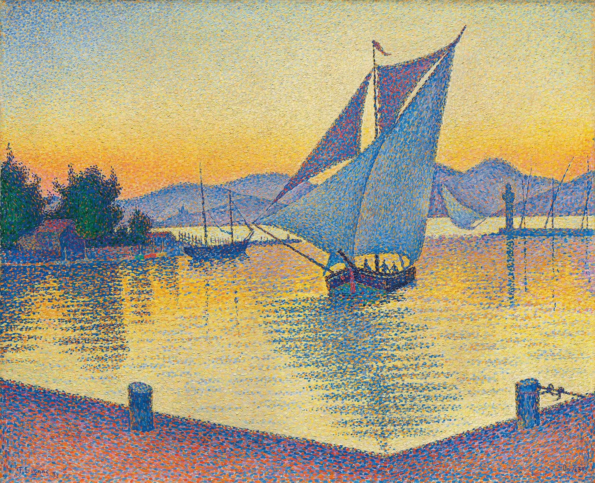 Le Port Au Soleil Couchant Opus Saint Tropez by Paul Signac