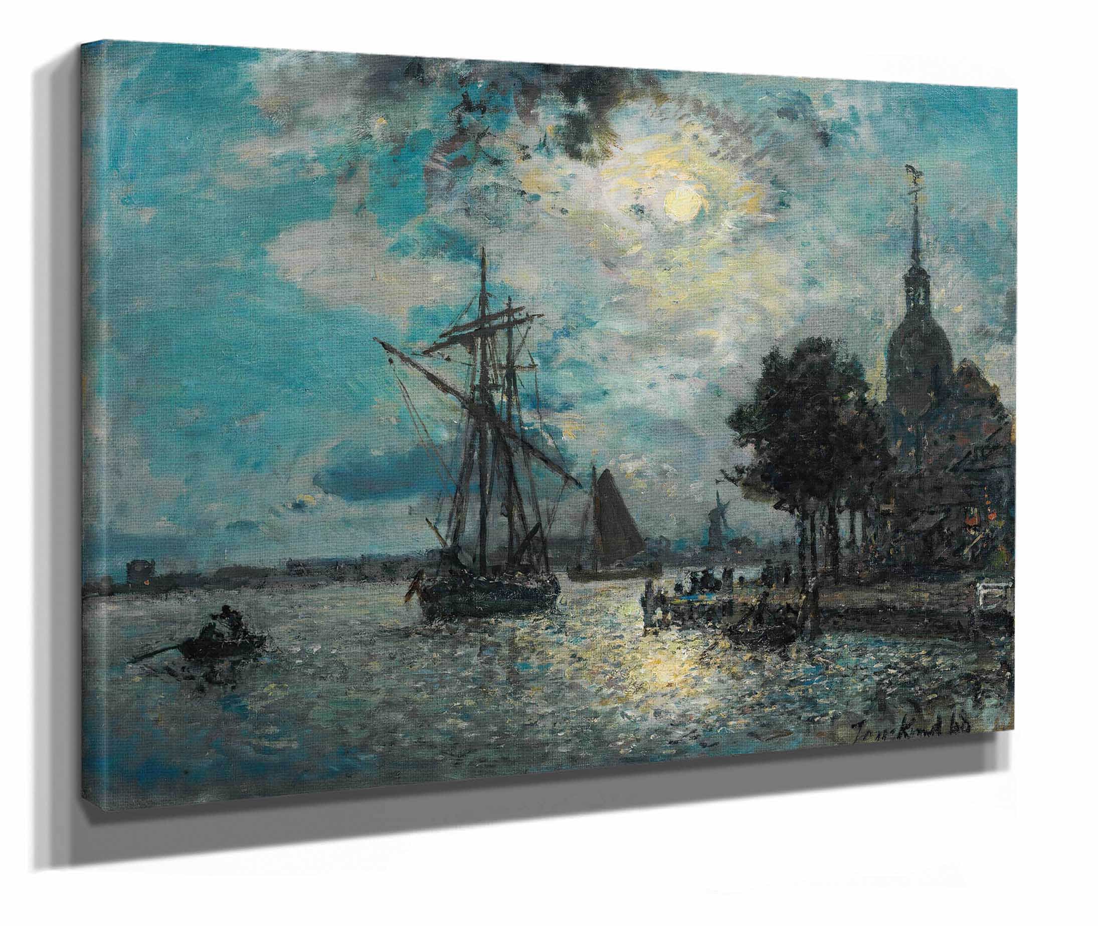 Le Port De Dordrecht Au Clair De Lune by Johan Barthold Jongkind