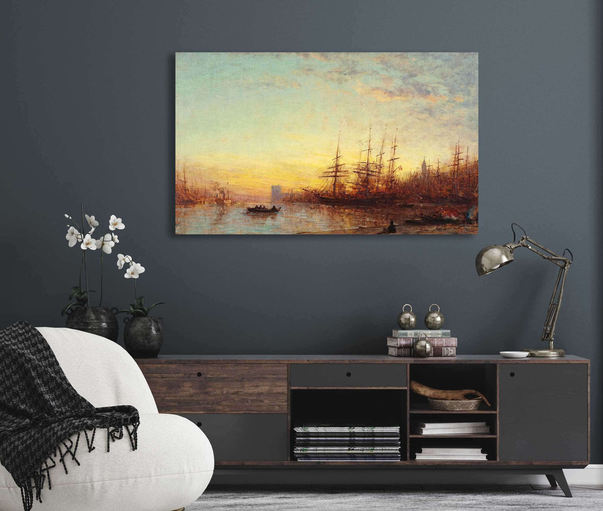 Le Port De Marseille Au Coucher Du Soleil by Felix Ziem