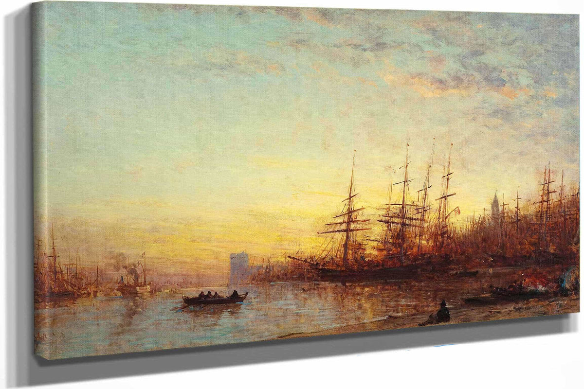 Le Port De Marseille Au Coucher Du Soleil by Felix Ziem