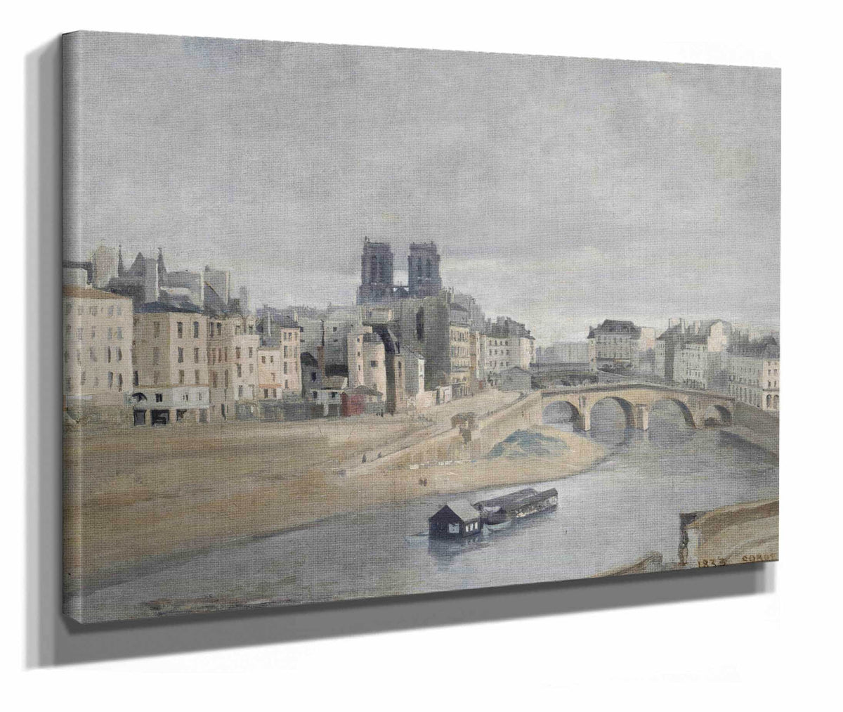 Le Quai Des Orfevres Et Le Pont Saint Michel by Jean Baptiste Camille Corot