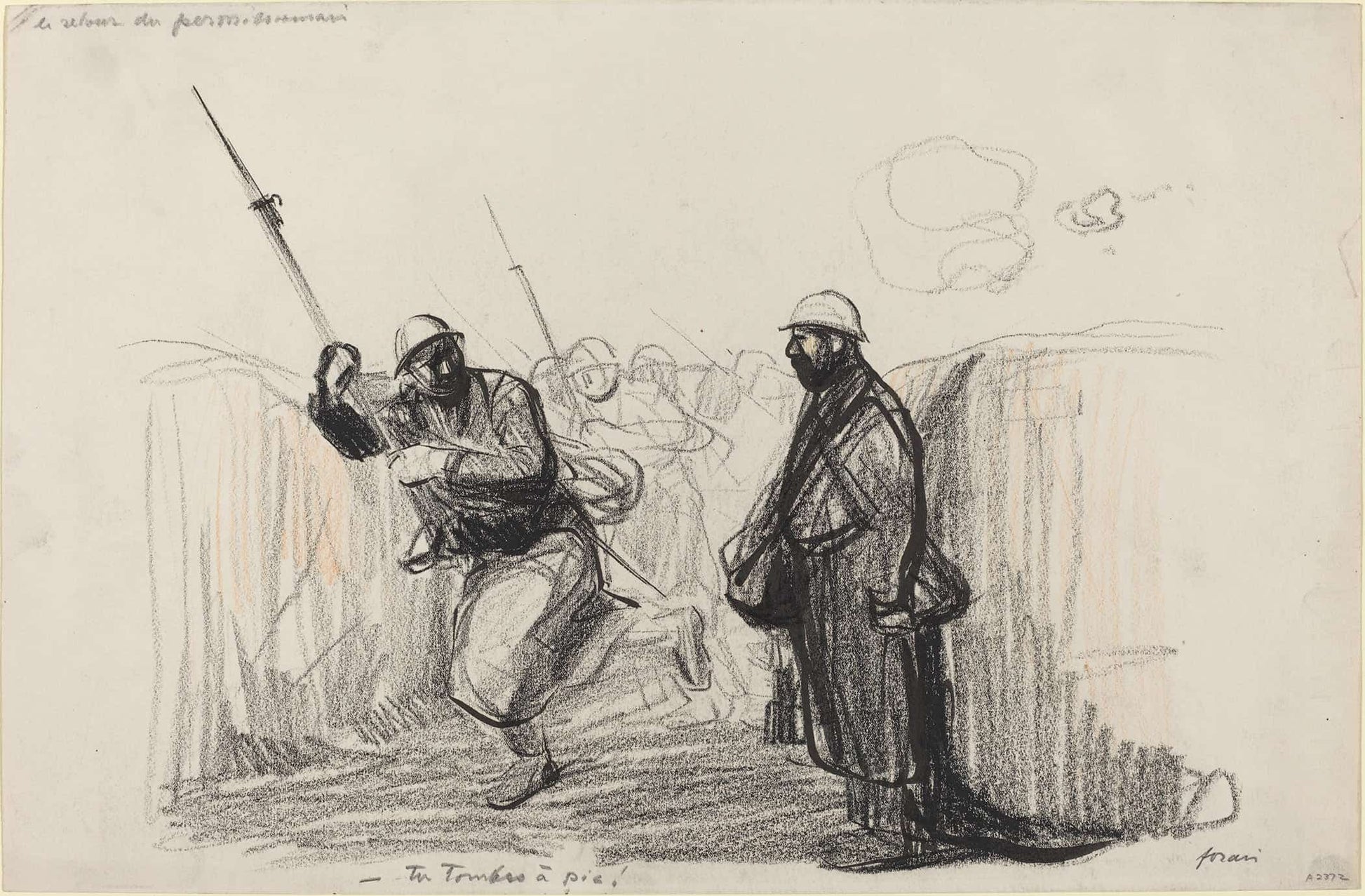 Le Retour Du Permissionnaire Tu Tombes A Pie by Jean Louis Forain