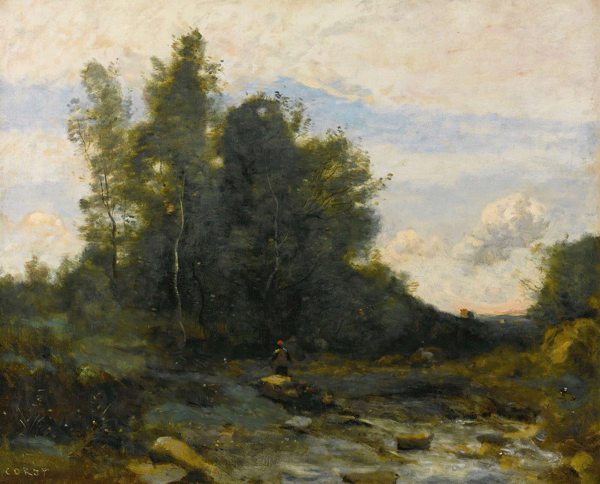 Le Torrent Pierreux Crepuscule by Jean Baptiste Camille Corot