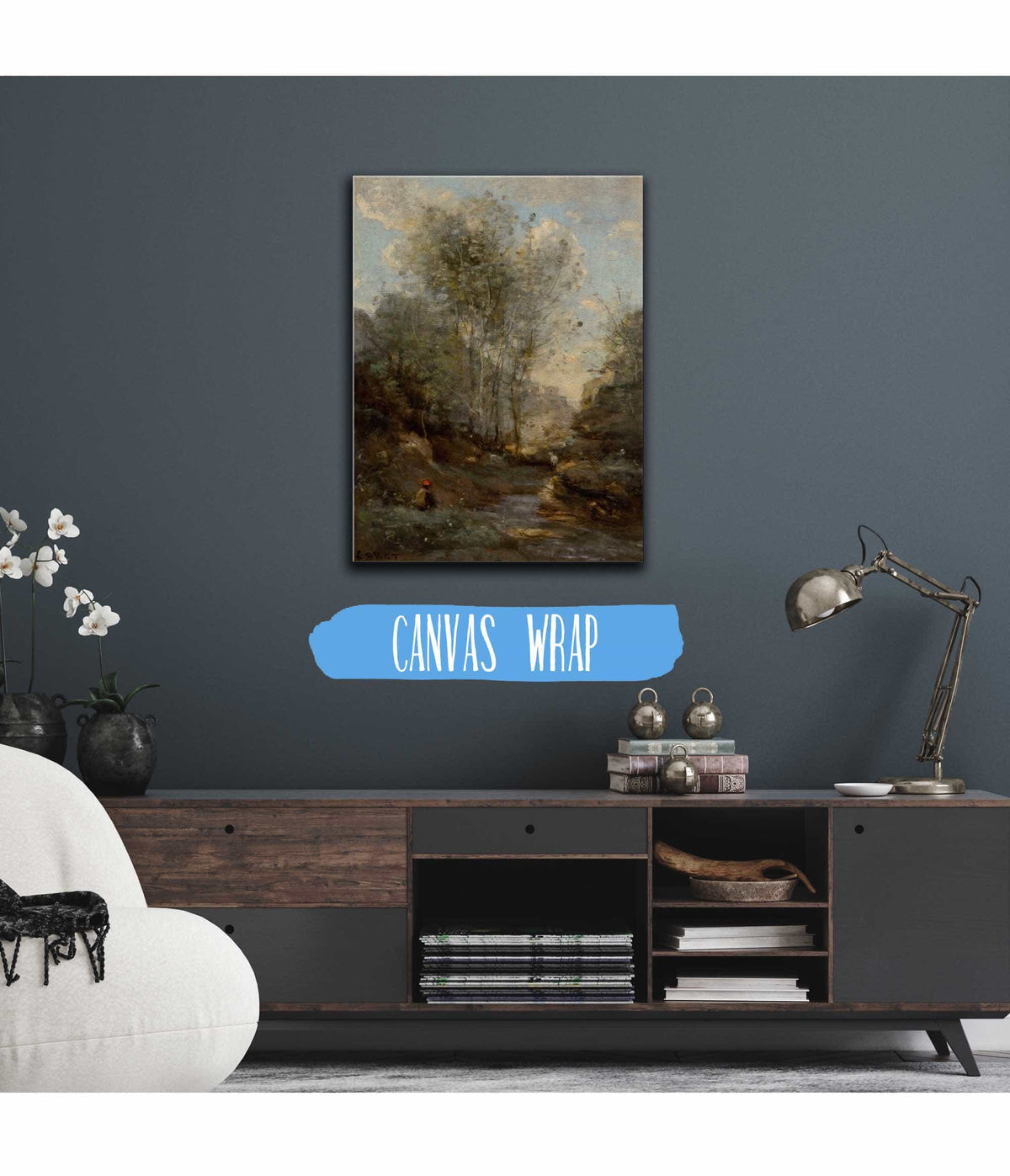 Le Vallon Des Chevres Souvenir Du Lac De Garde by Jean Baptiste Camille Corot