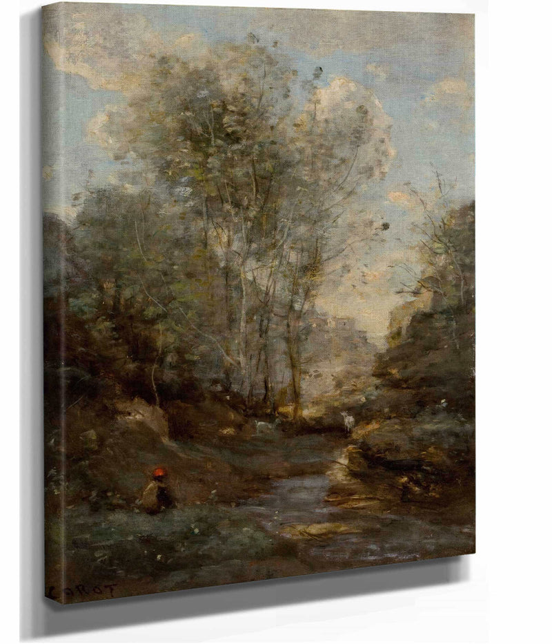 Le Vallon Des Chevres Souvenir Du Lac De Garde by Jean Baptiste Camille Corot