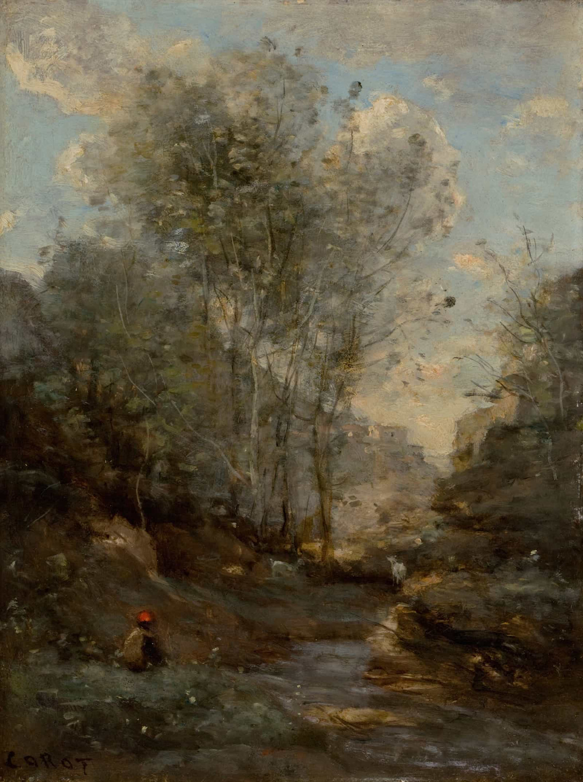 Le Vallon Des Chevres Souvenir Du Lac De Garde by Jean Baptiste Camille Corot