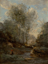 Le Vallon Des Chevres Souvenir Du Lac De Garde by Jean Baptiste Camille Corot