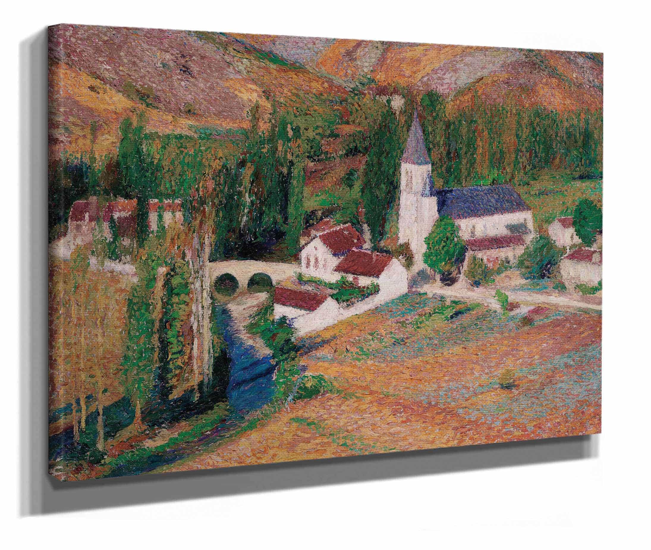 Leglise De Labastide Du Vert Avec Le Pont Et La Rivere Un Soir Dautomne by Henri Martin