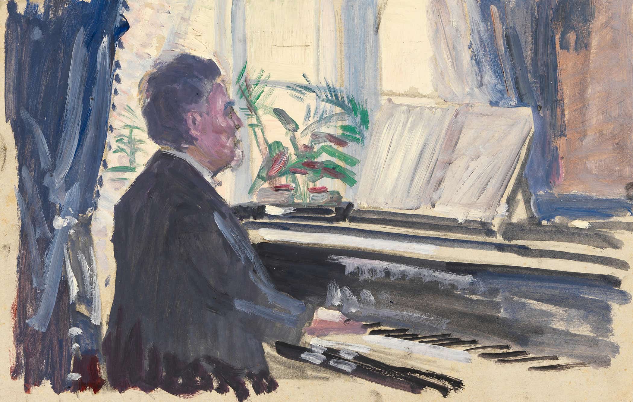 Leopold Czihaczek Am Klavier Skizze by Egon Schiele