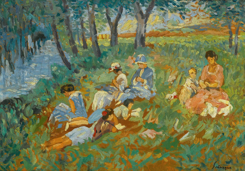 Les Andelys La Famille Lebasque Au Bord De Leau by Henri Lebasque