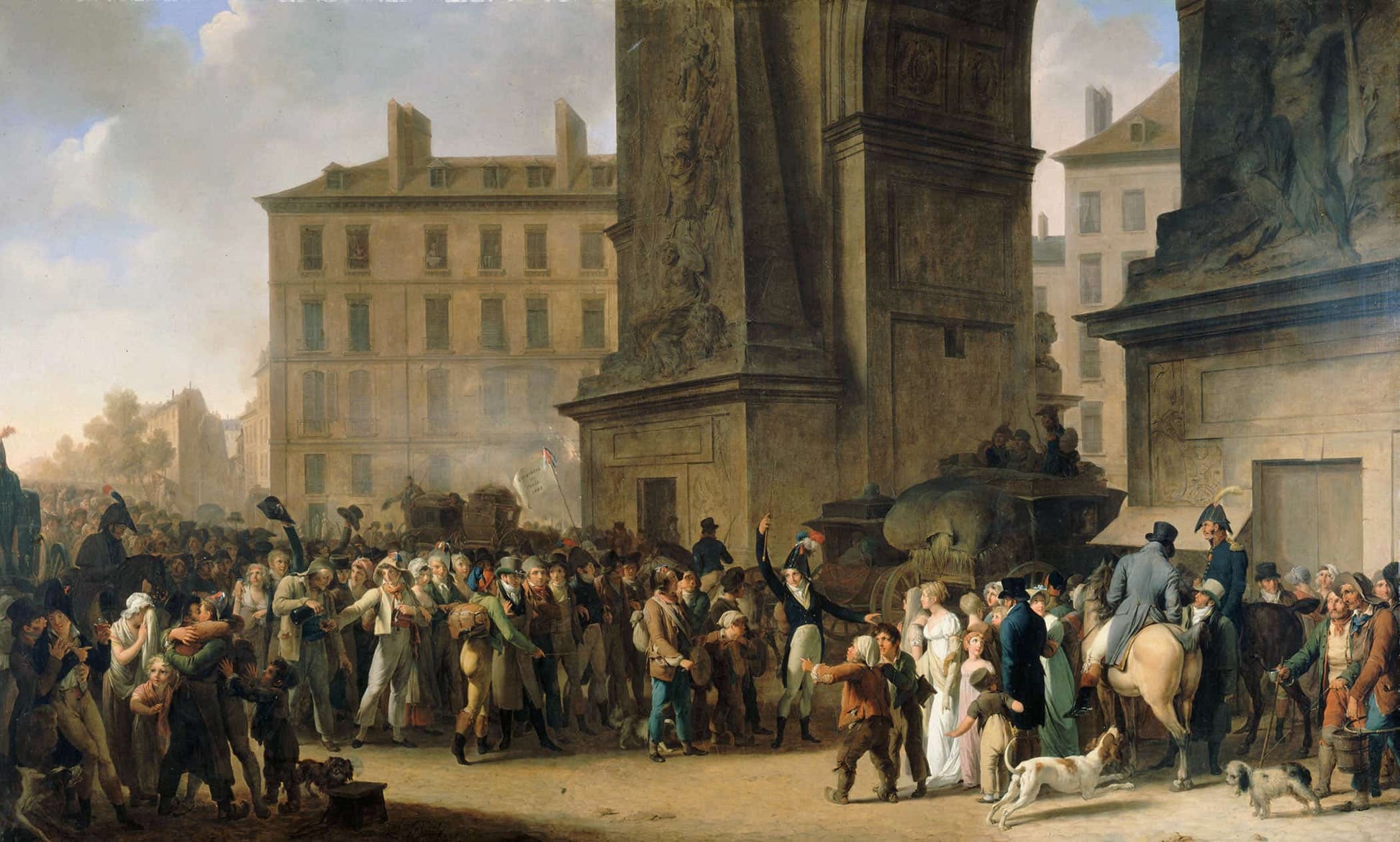 Les Conscrits De Defilant Devant La Porte Saint Denis by Louis Leopold Boilly