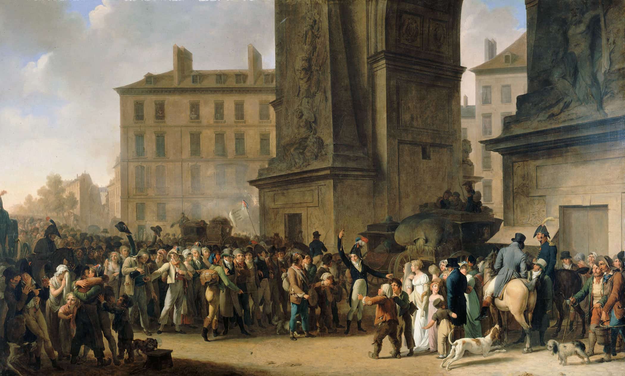 Les Conscrits De Defilant Devant La Porte Saint Denis by Louis Leopold Boilly
