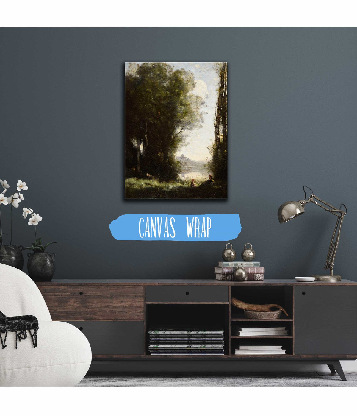 Les Deux Soeurs Sous Les Arbres Au Bord Du Lac by Jean Baptiste Camille Corot