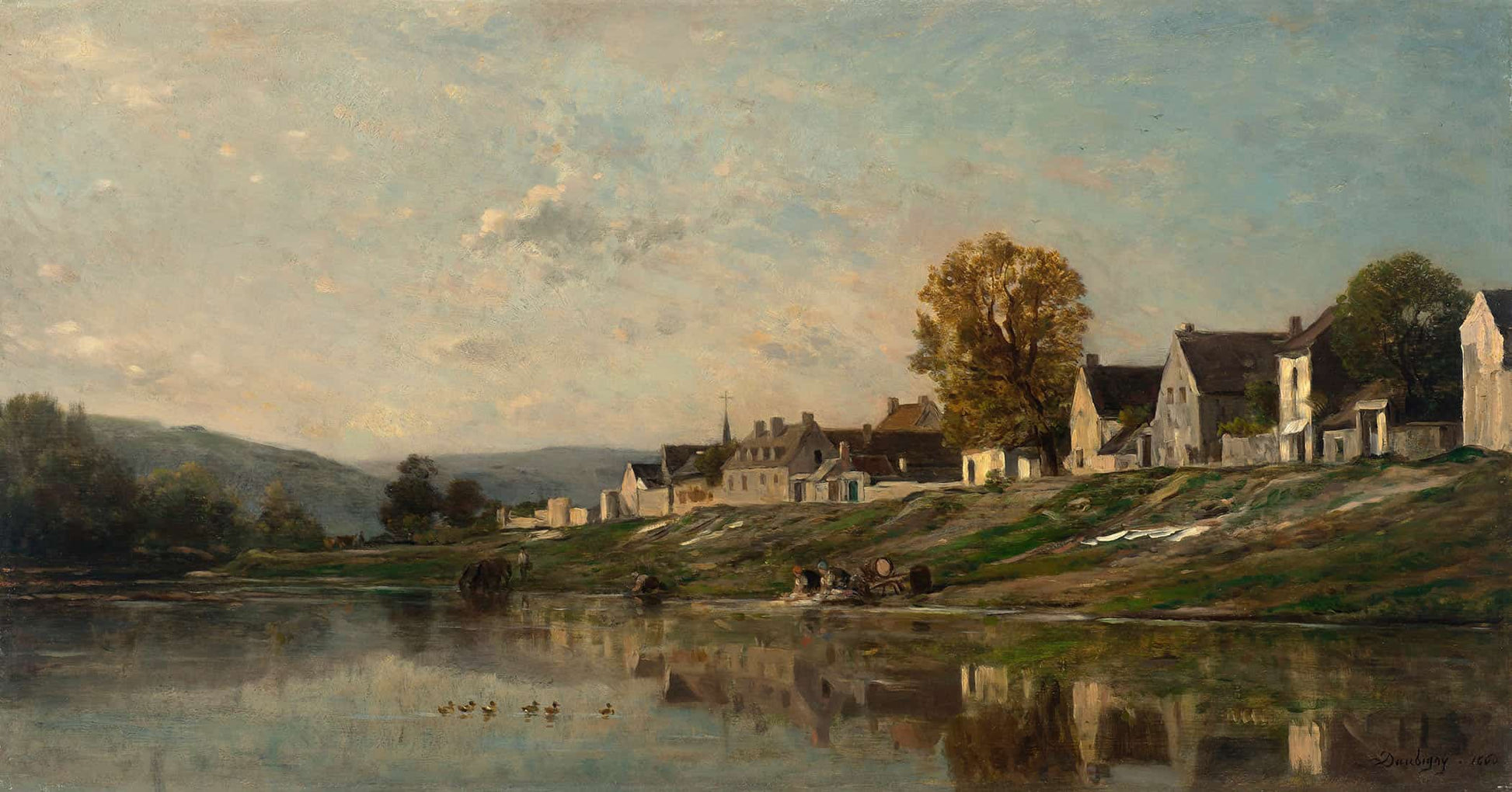 Les Laveuses Au Bord De La Seine A Bonnieres by Charles Francois Daubigny