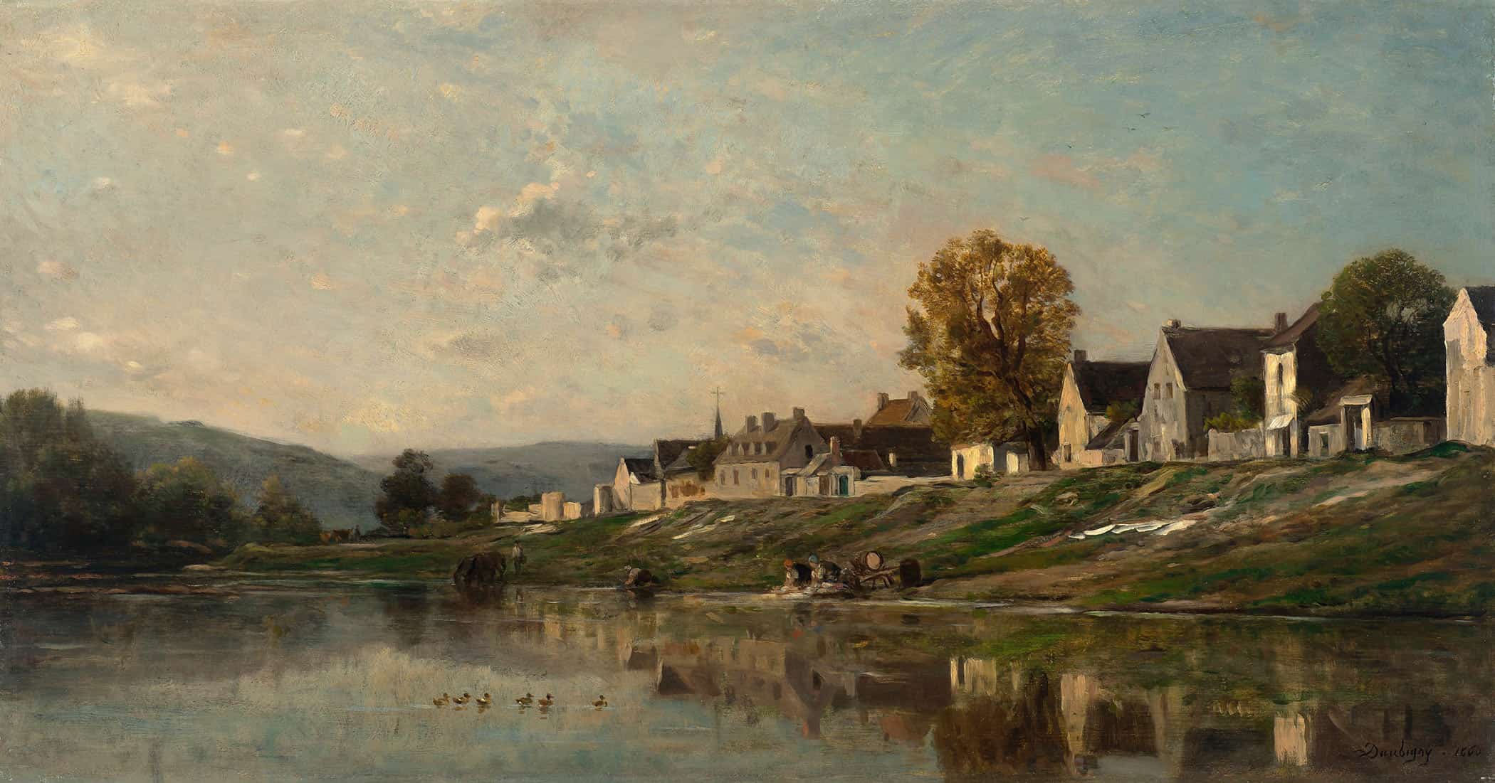 Les Laveuses Au Bord De La Seine A Bonnieres by Charles Francois Daubigny