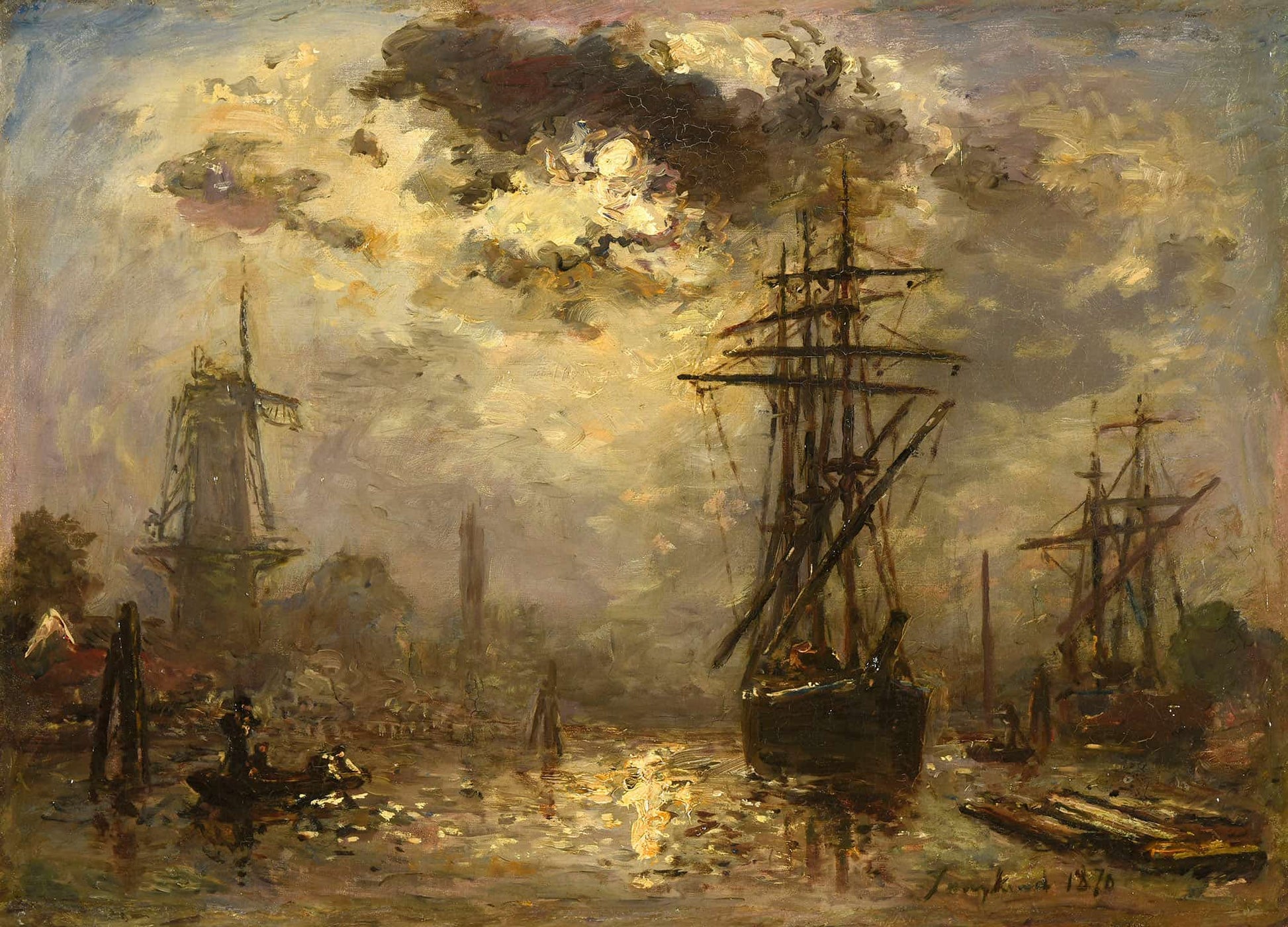 Les Moulins De Rotterdam by Johan Barthold Jongkind