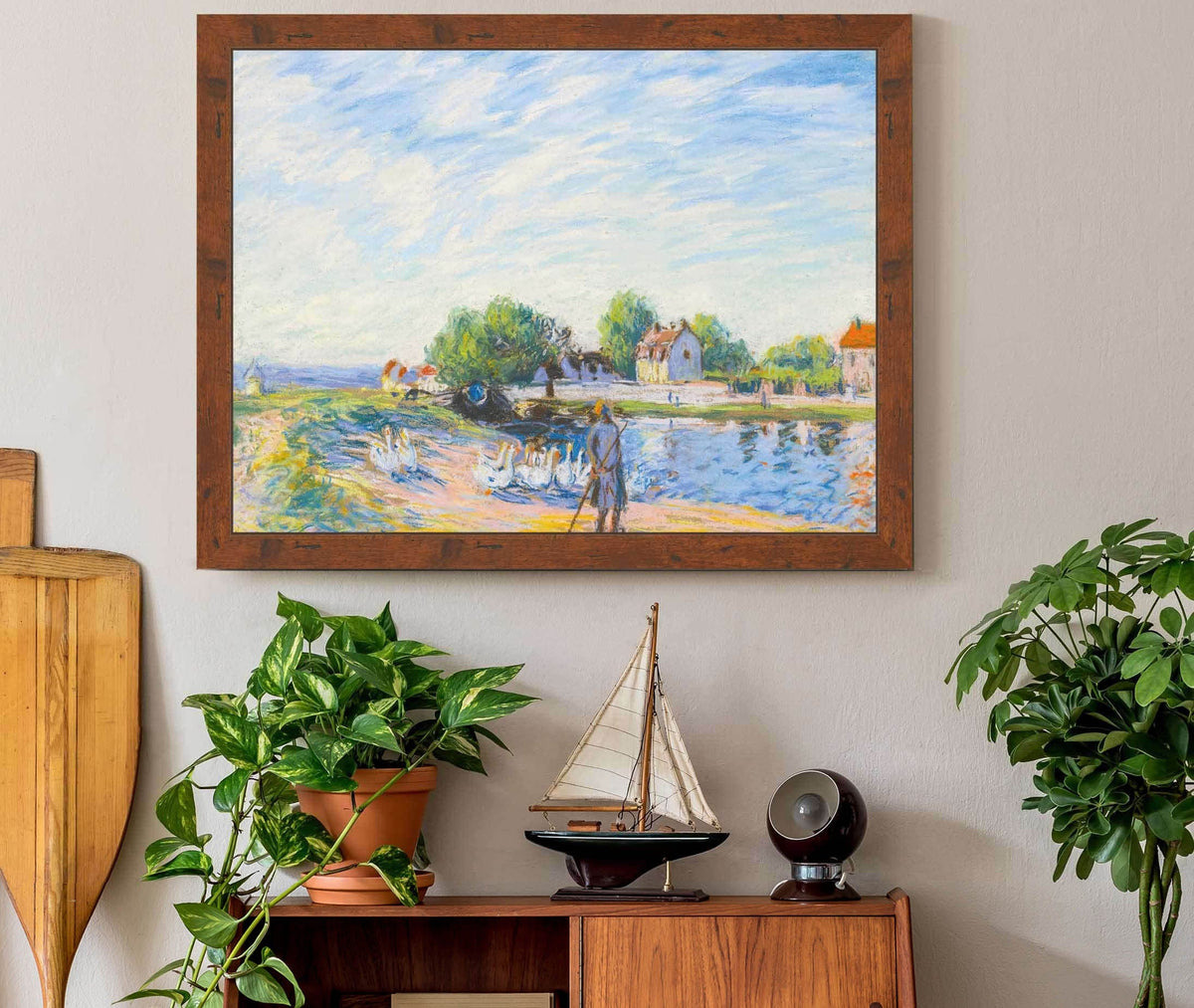 Les Oies A Saint Mammes by Alfred Sisley