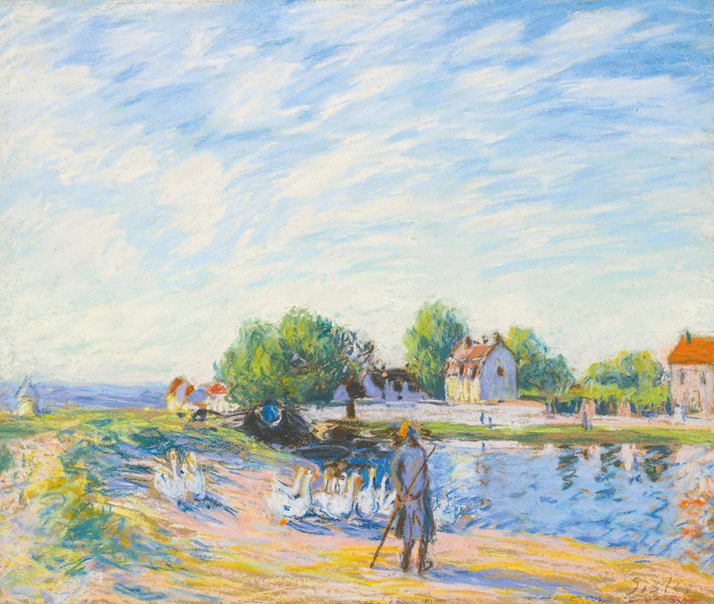 Les Oies A Saint Mammes by Alfred Sisley