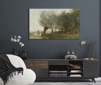 Les Saules A La Pointe De Lile by Jean Baptiste Camille Corot