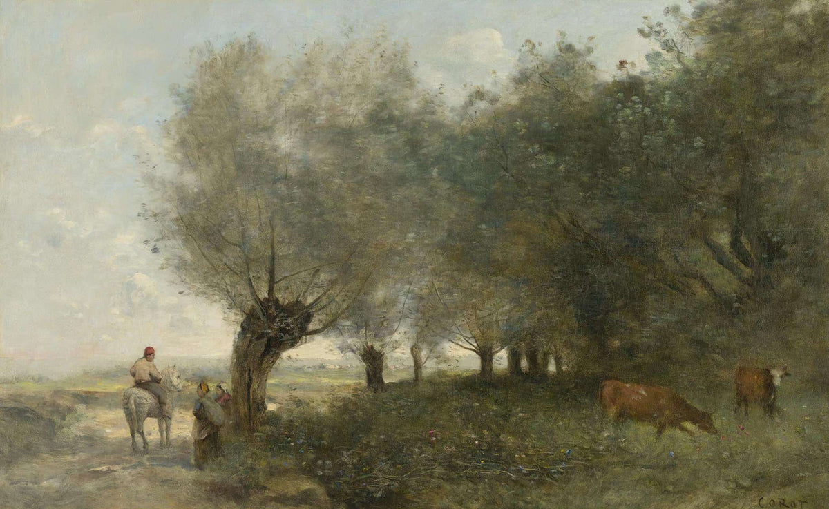 Les Saules A La Pointe De Lile by Jean Baptiste Camille Corot