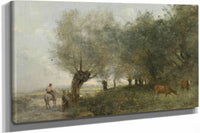 Les Saules A La Pointe De Lile by Jean Baptiste Camille Corot