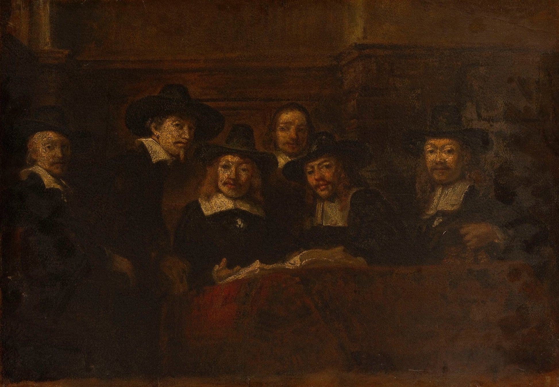 Les Syndics Des Drapiers Copie Dapres Rembrandt by Felix Ziem