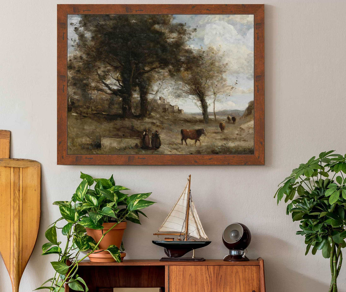 Les Vacheres A La Fontaine by Jean Baptiste Camille Corot