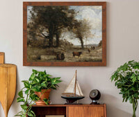 Les Vacheres A La Fontaine by Jean Baptiste Camille Corot