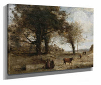 Les Vacheres A La Fontaine by Jean Baptiste Camille Corot