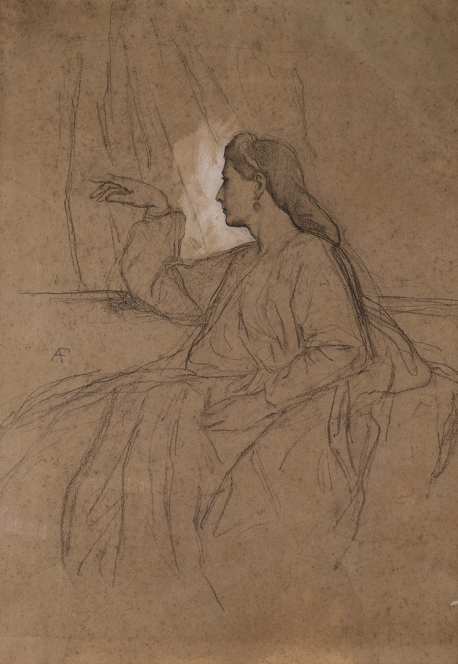 Lesbia Mit Dem Vogel by Anselm Feuerbach
