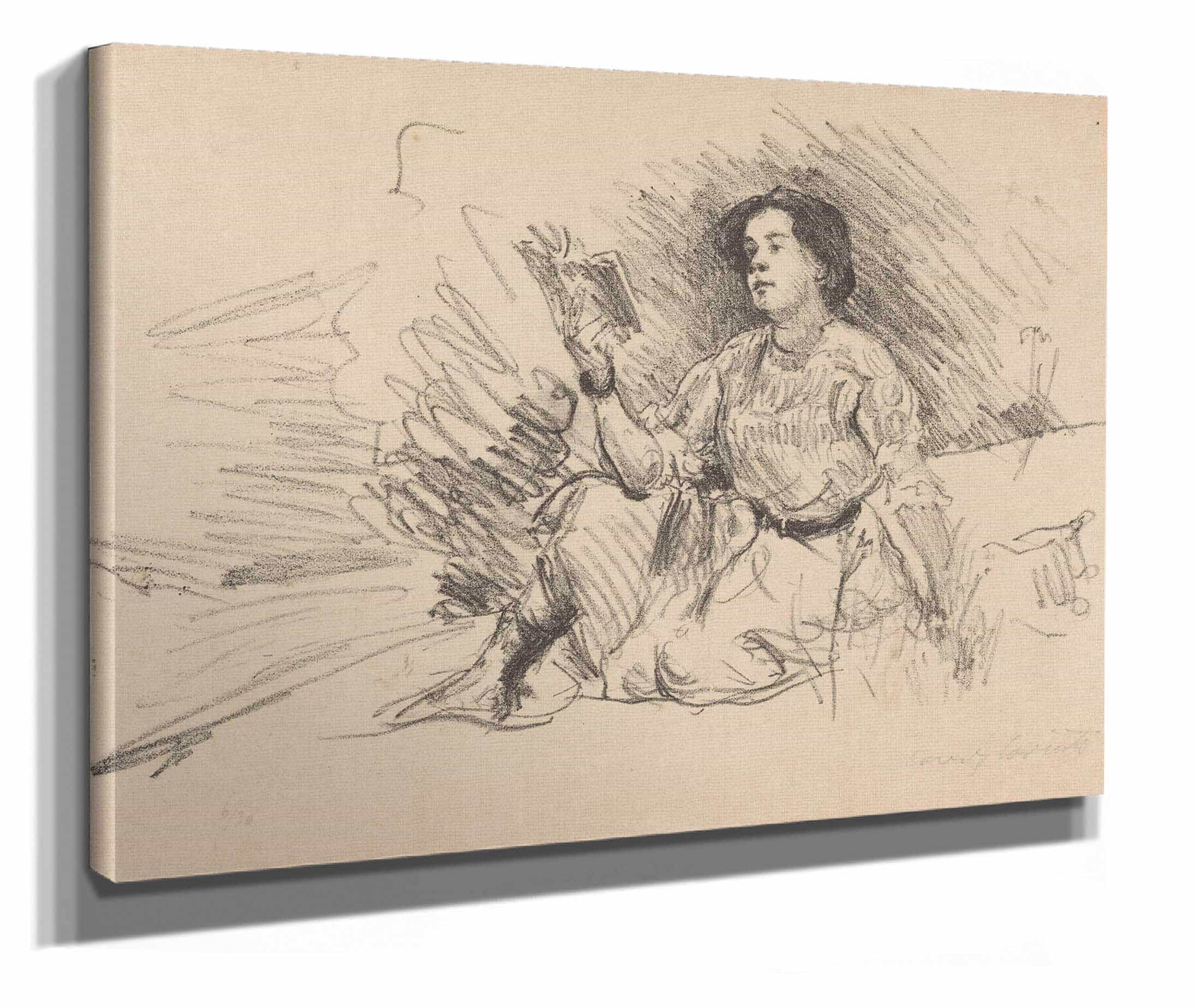 Lezend Meisje Zittend Op De Grond by Lovis Corinth