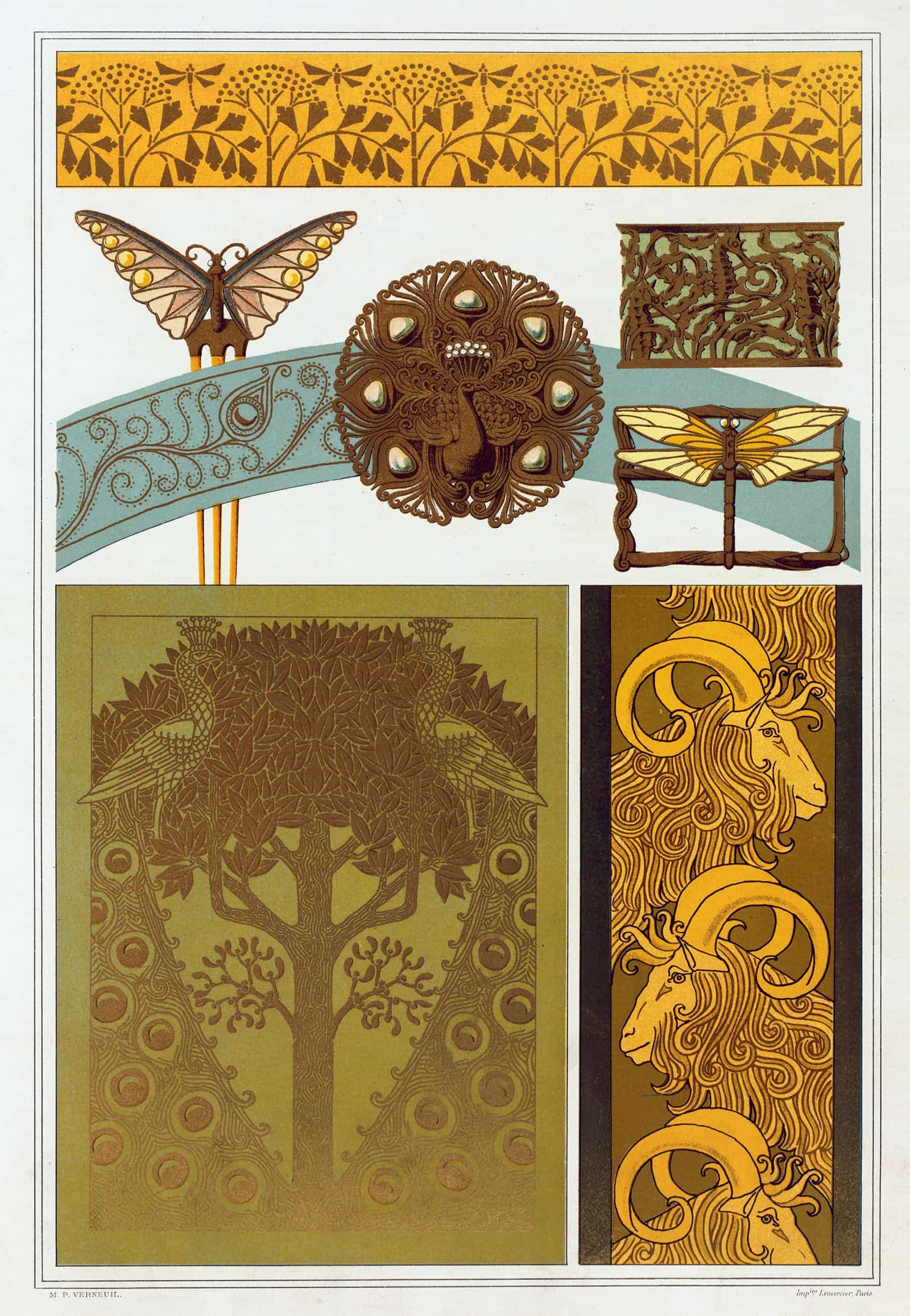 Libellules Fer A Dorer Papillon Paon Hippocampes Et Libellule Bijoux Paons Fer A Dorer Chevres Bordure by Maurice Pillard Verneuil