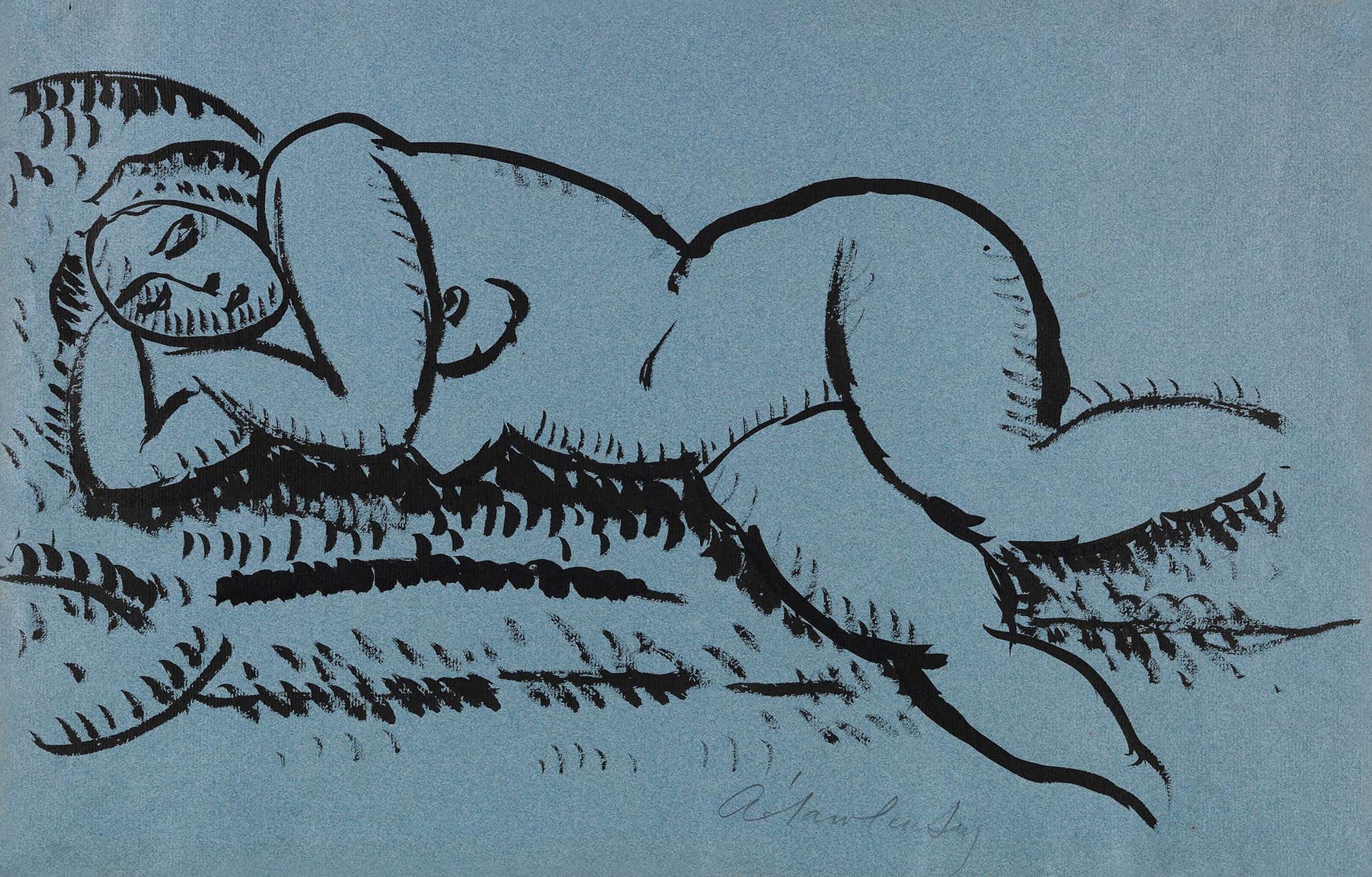 Liegender Weiblicher Akt Mit Geschlossenen Augen By Alexej Von Jawlensky