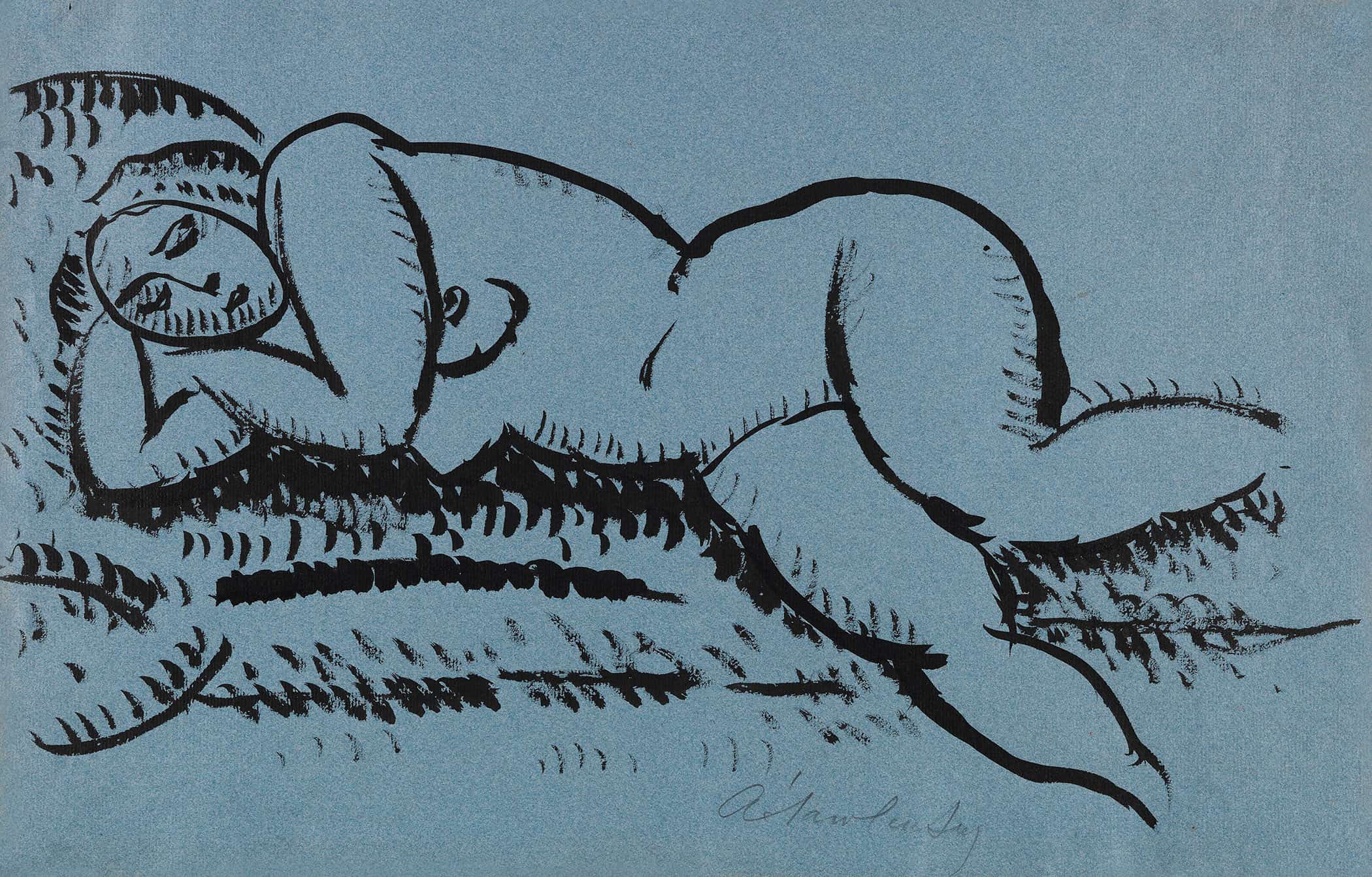 Liegender Weiblicher Akt Mit Geschlossenen Augen By Alexej Von Jawlensky
