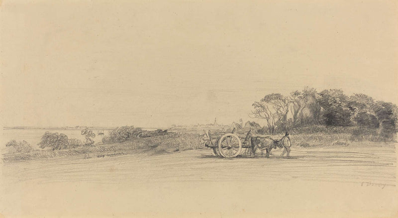 Lile Aux Moines With Figure And Cart by Eugene Boudin