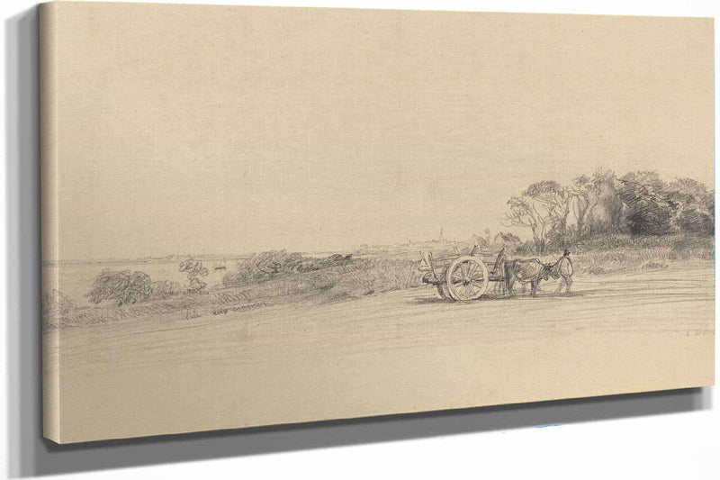 Lile Aux Moines With Figure And Cart by Eugene Boudin