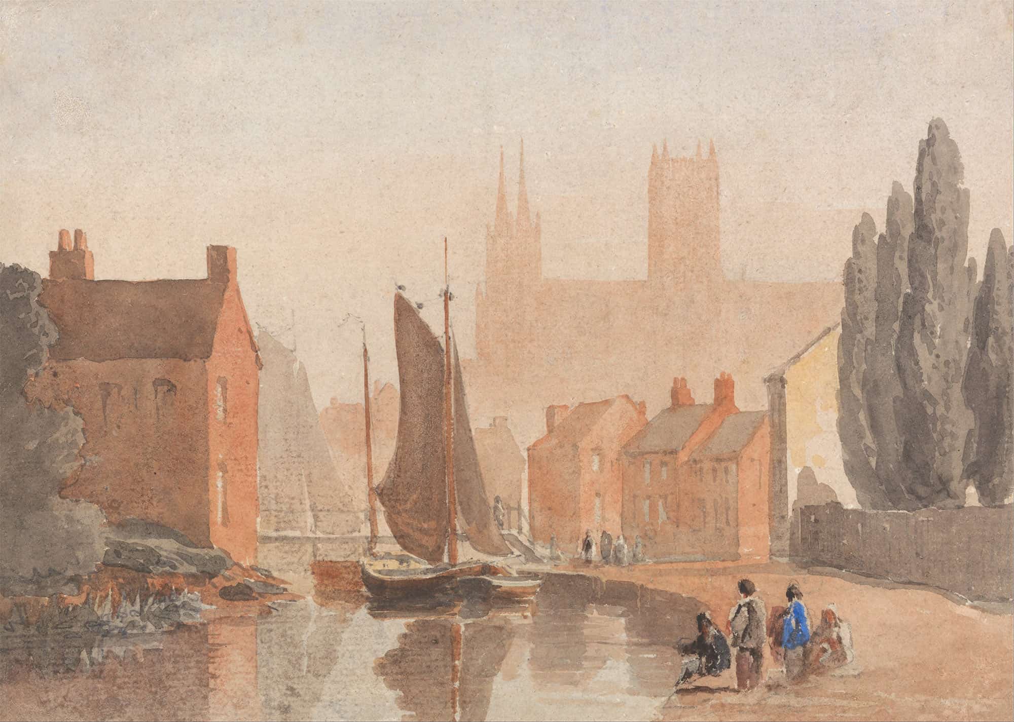 Lincoln Cathedral From Brayford Pool by David Cox