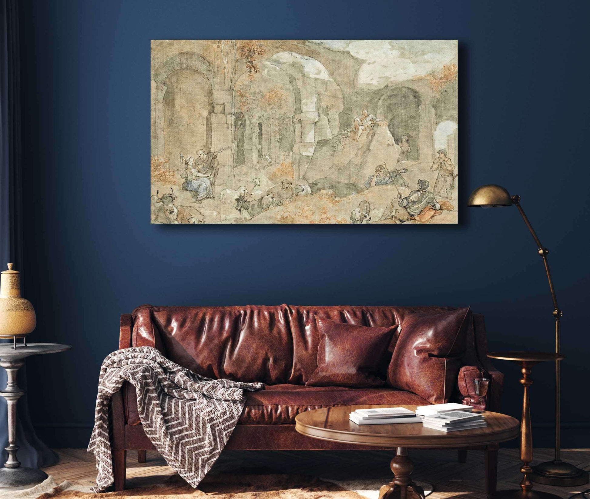 Linterieur Du Colisee Avec Bergers Et Animaux by Charles Joseph Natoire