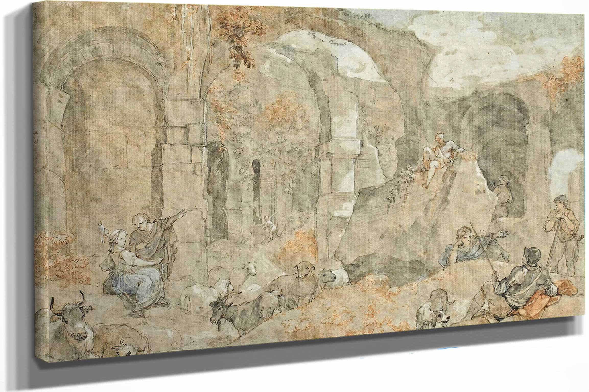 Linterieur Du Colisee Avec Bergers Et Animaux by Charles Joseph Natoire