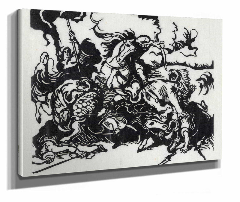 Lion Hunt For Delacroix by Franz Marc