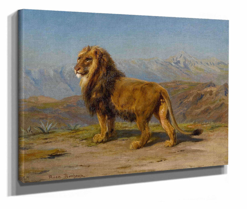 Lion In A Mountainous Landscape by Rosa Bonheur