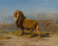 Lion In A Mountainous Landscape by Rosa Bonheur