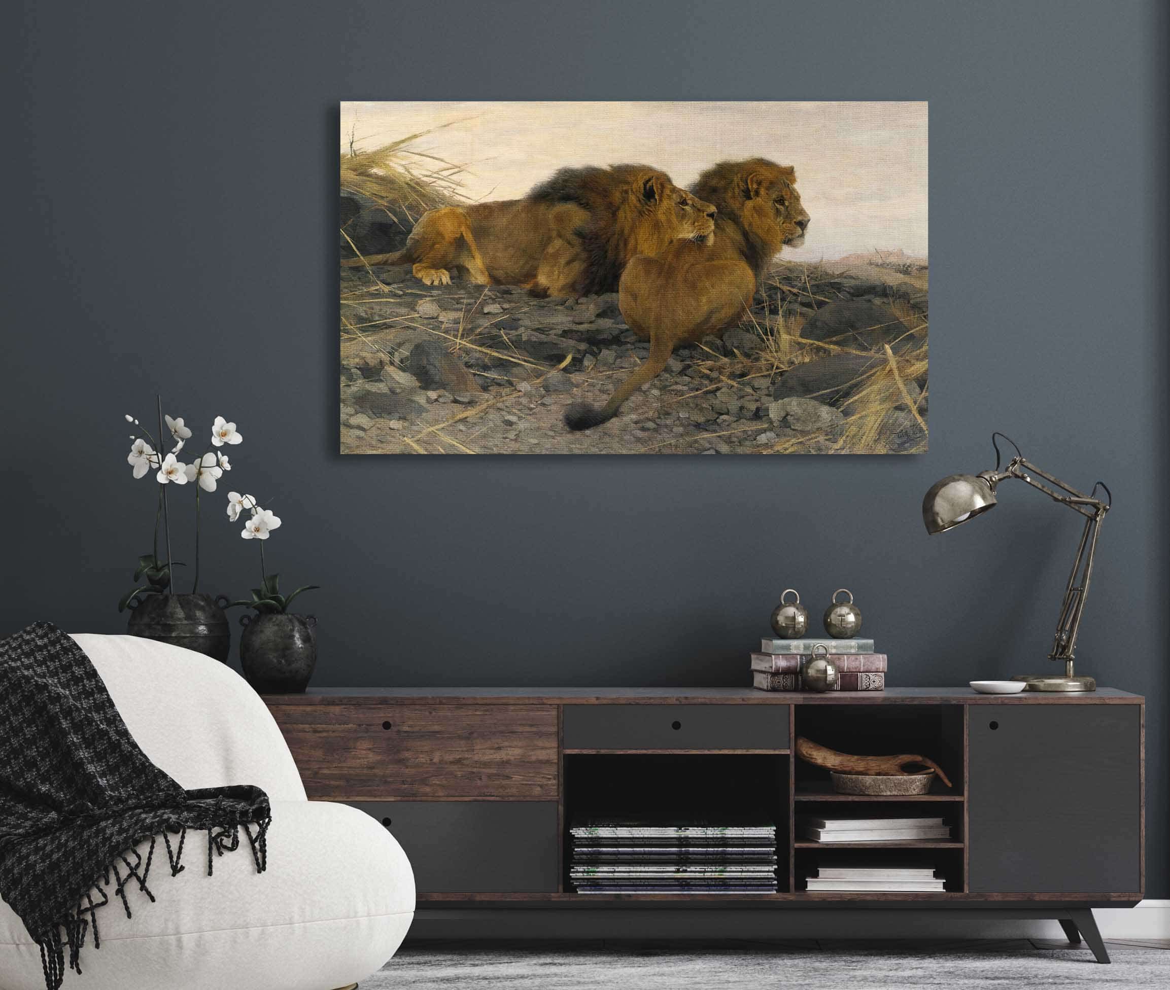 Lions At Watch by Wilhelm Kuhnert