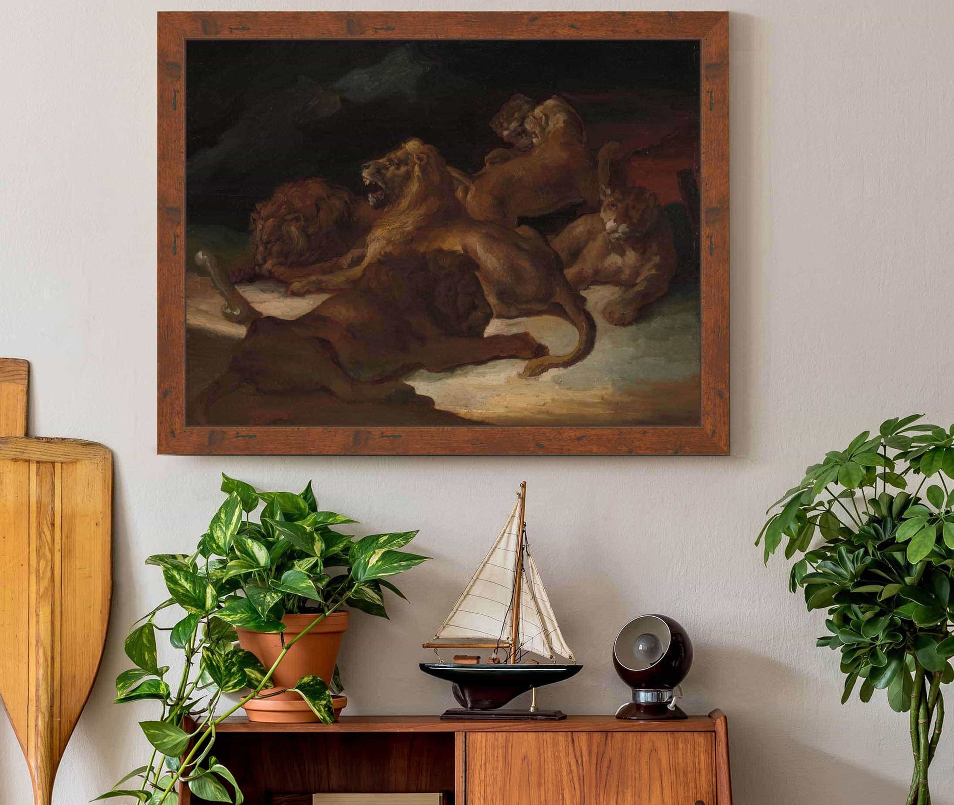 Lions In A Mountainous Landscape  by Theodore Gericault