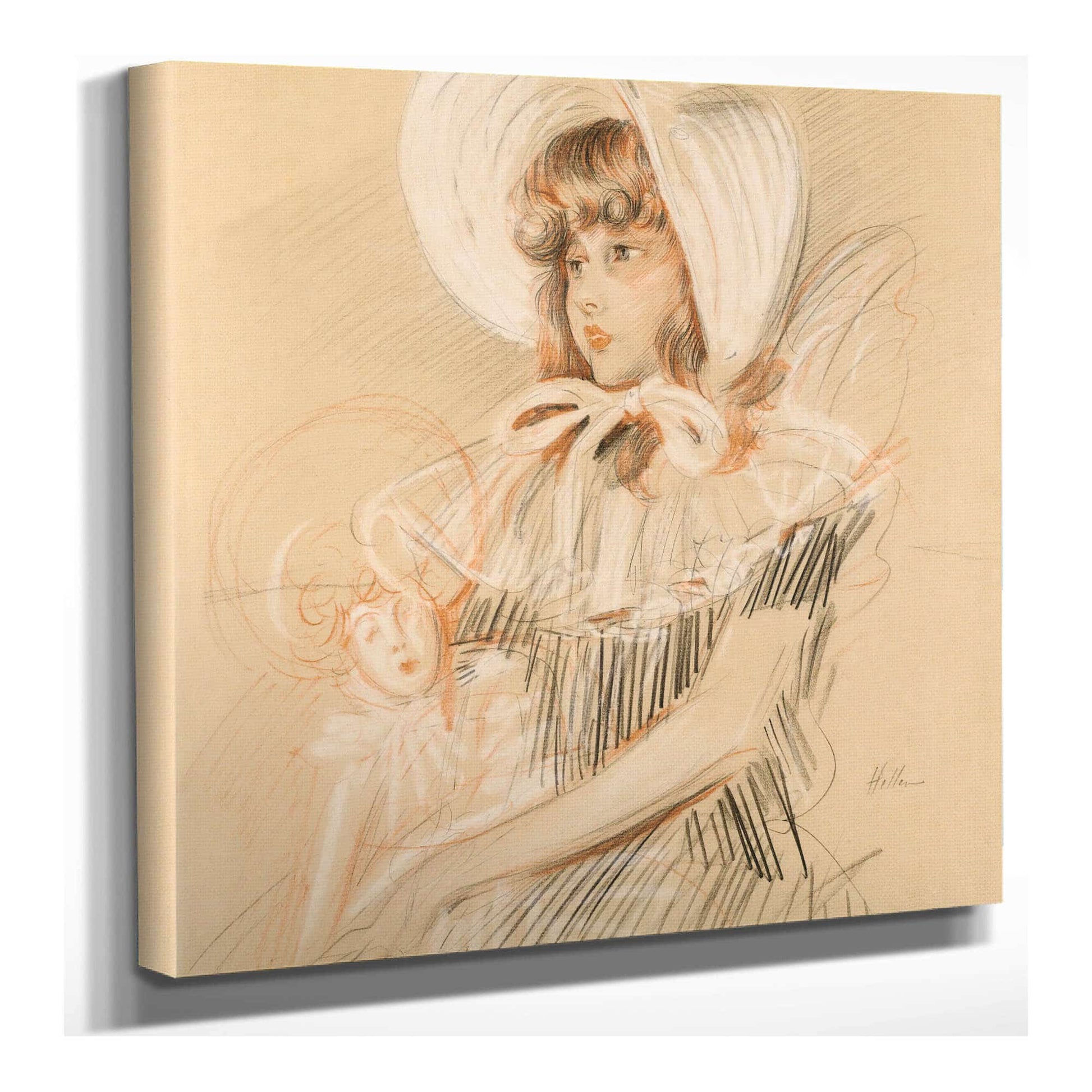 Little Girl Holding Her Doll by Paul Cesar Helleu