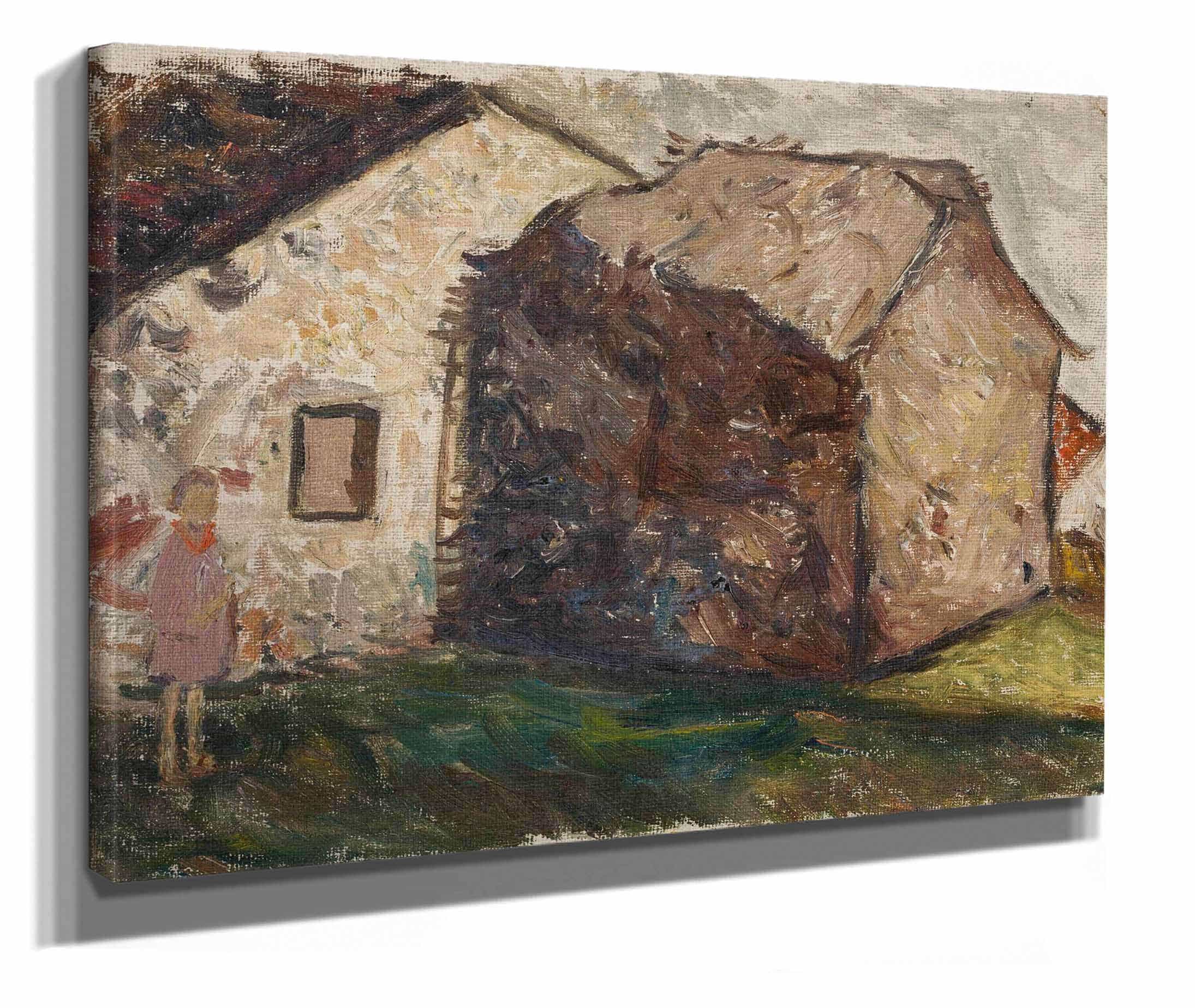 Little Girl In Front Of A House by Tadeusz Makowski