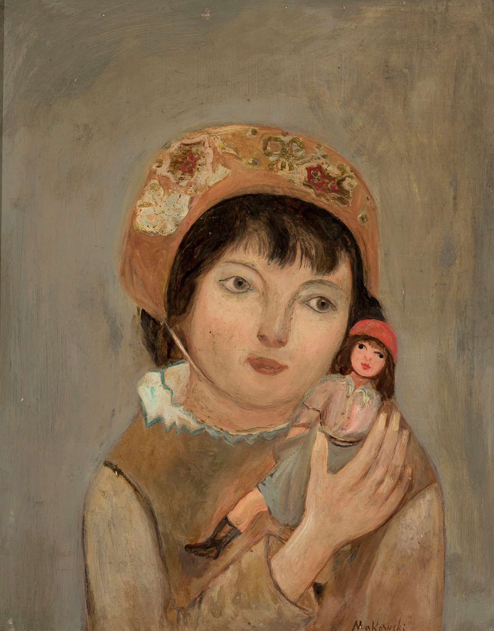 Little Girl With A Doll by Tadeusz Makowski