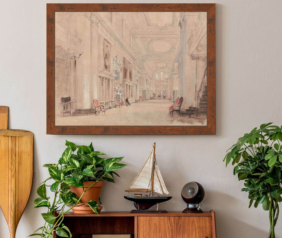 Long Library At Blenheim Palace Mid Th Century by David Cox